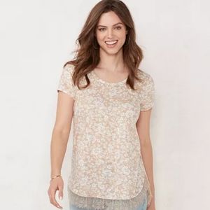 🍁 3/$15 LC Lauren Conrad Floral Lace Bow Back Top Small